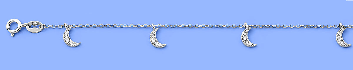Silver Charm Anklet - Moon