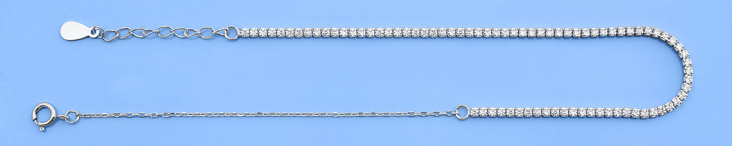 Silver CZ Tennis Anklet