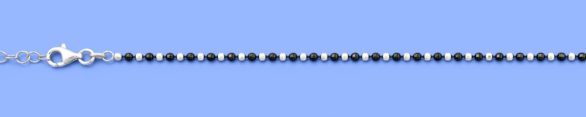 Silver 2-Tone Bead Anklet