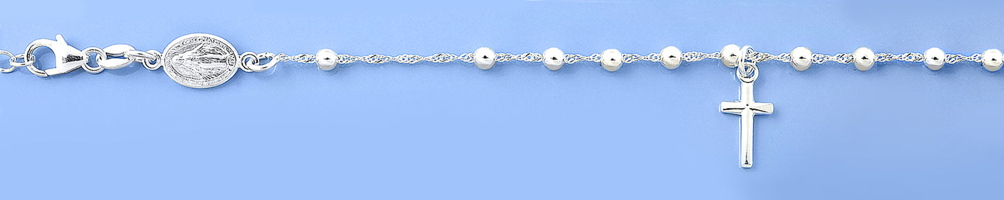 Silver Anklet - Cross & Miraculous