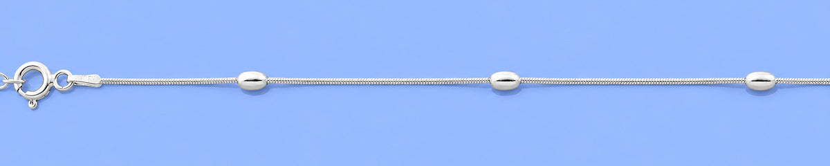 Silver Oval Bead Anklet