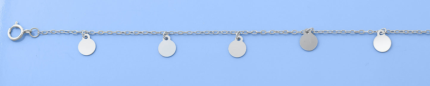 Silver Disc Charm Anklet