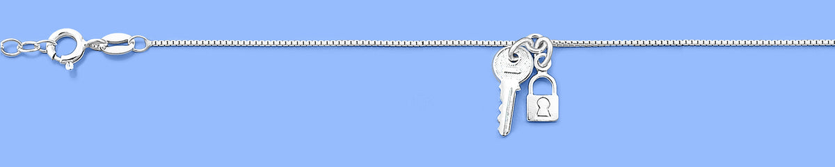 Silver Anklet - Lock & Key