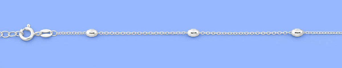 Silver Diamond Cut Bead Anklet