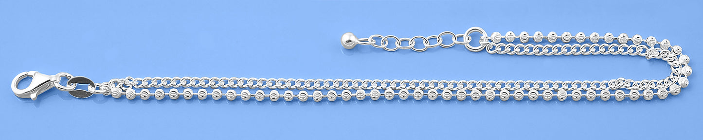 Silver Anklet - Double Chain