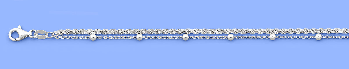 Silver Anklet - Double Chain