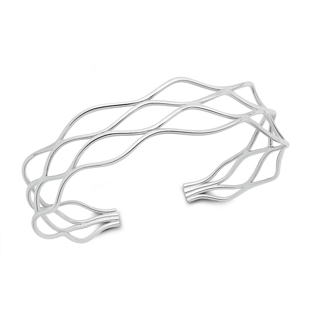Silver Open Waves Cuff Bracelet