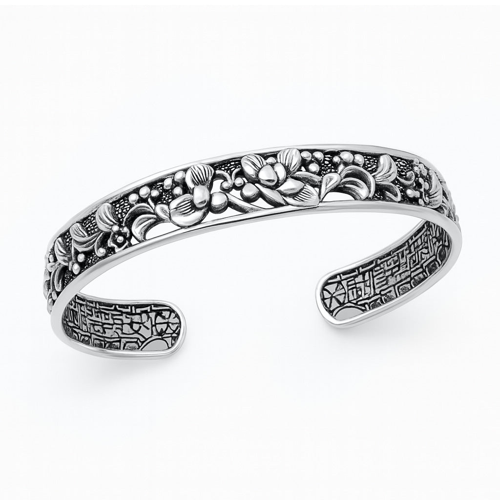 Silver Floral Cuff Bracelet