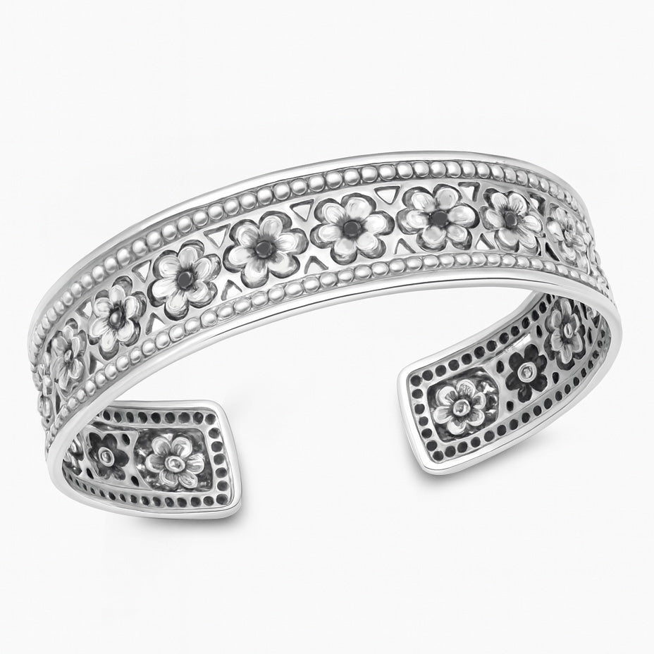 Silver Floral Cuff Bracelet