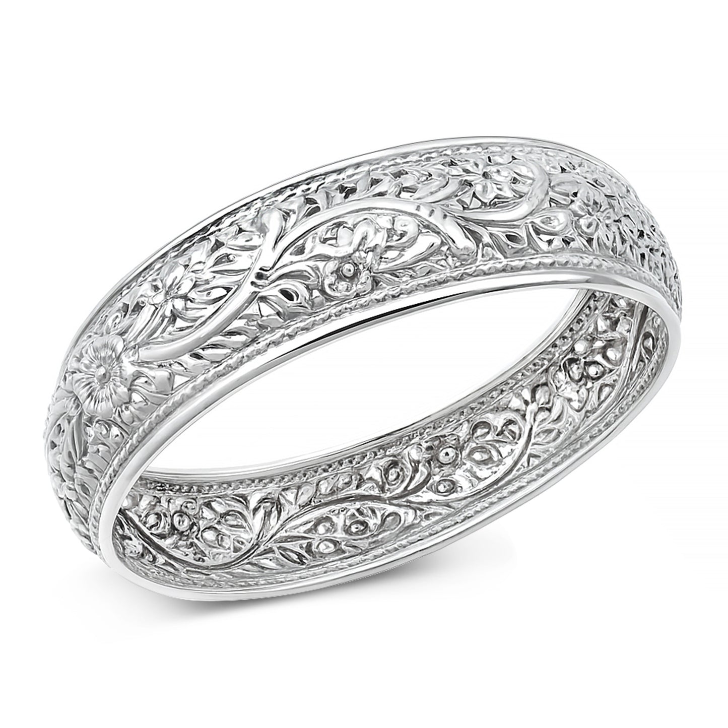 Silver Floral Vines Bangle