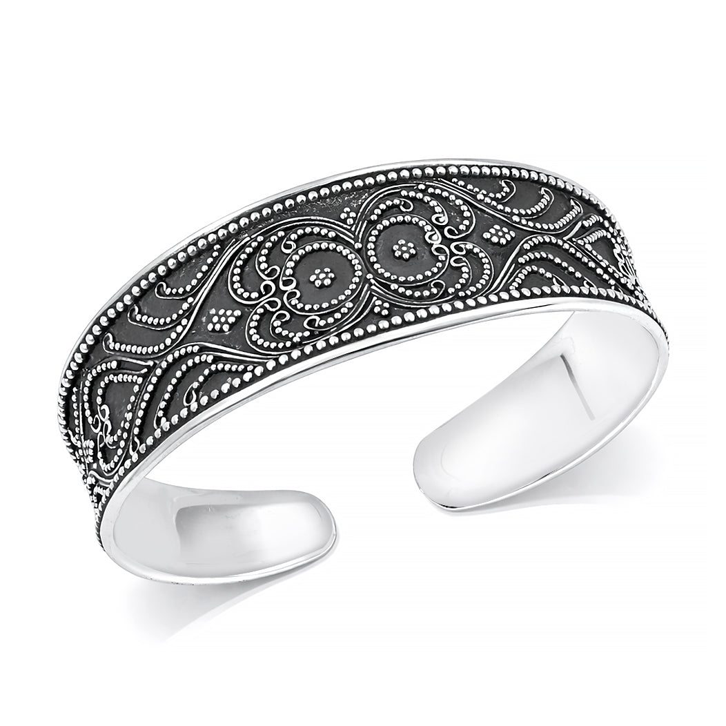 Silver Bali Style Cuff Bracelet