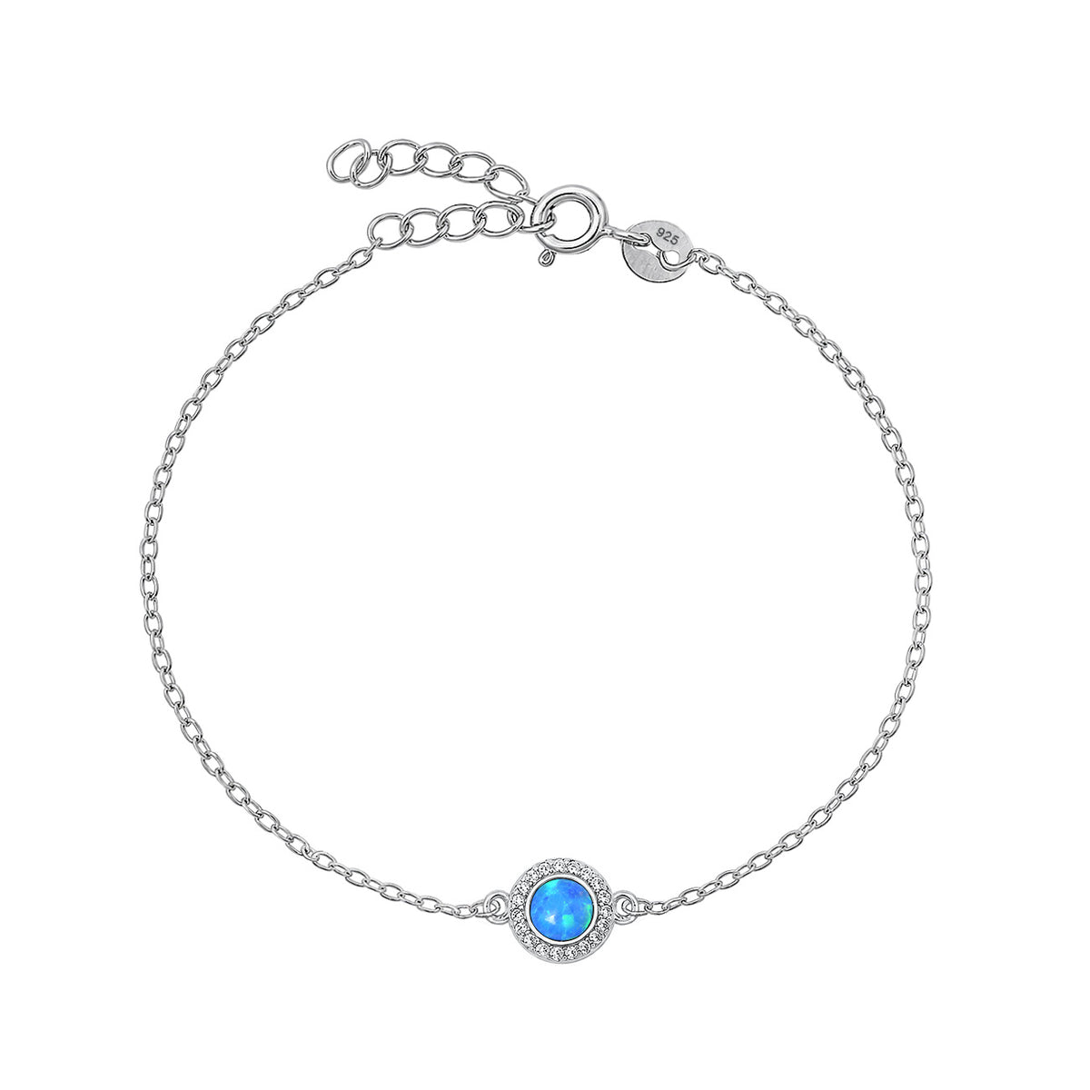 Silver Round Stone Halo Bracelet