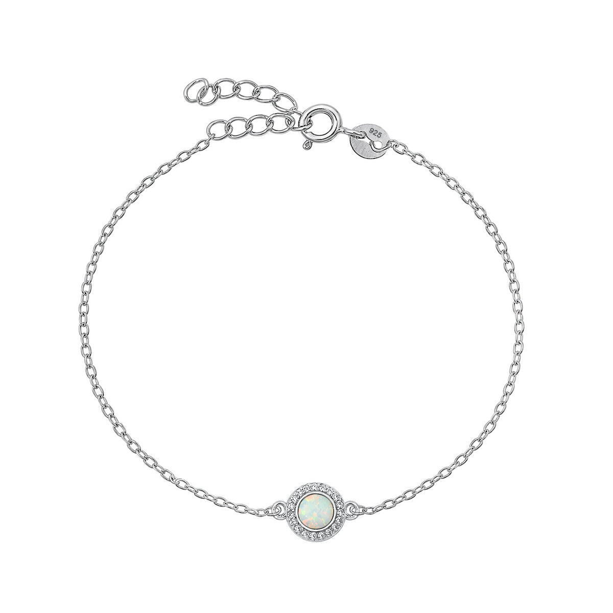 Silver Round Stone Halo Bracelet