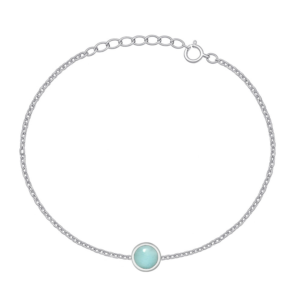Silver Stone Bracelet - Solitaire Larimar