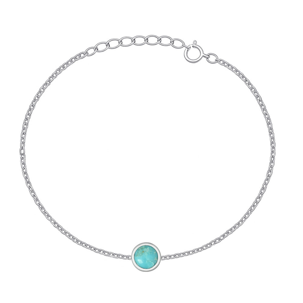 Silver Stone Bracelet - Solitaire Turquoise
