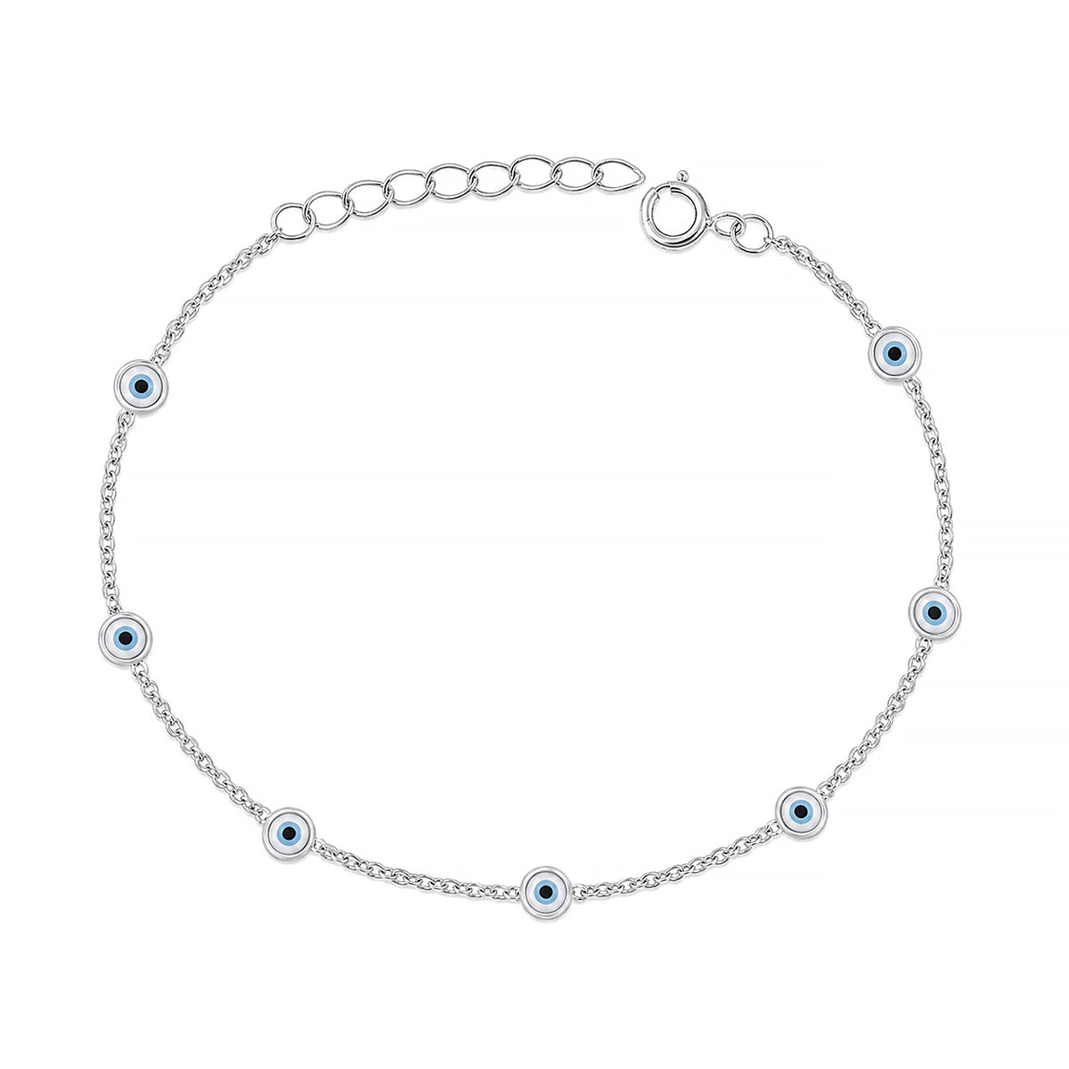 Silver Station Round Stone Bracelet