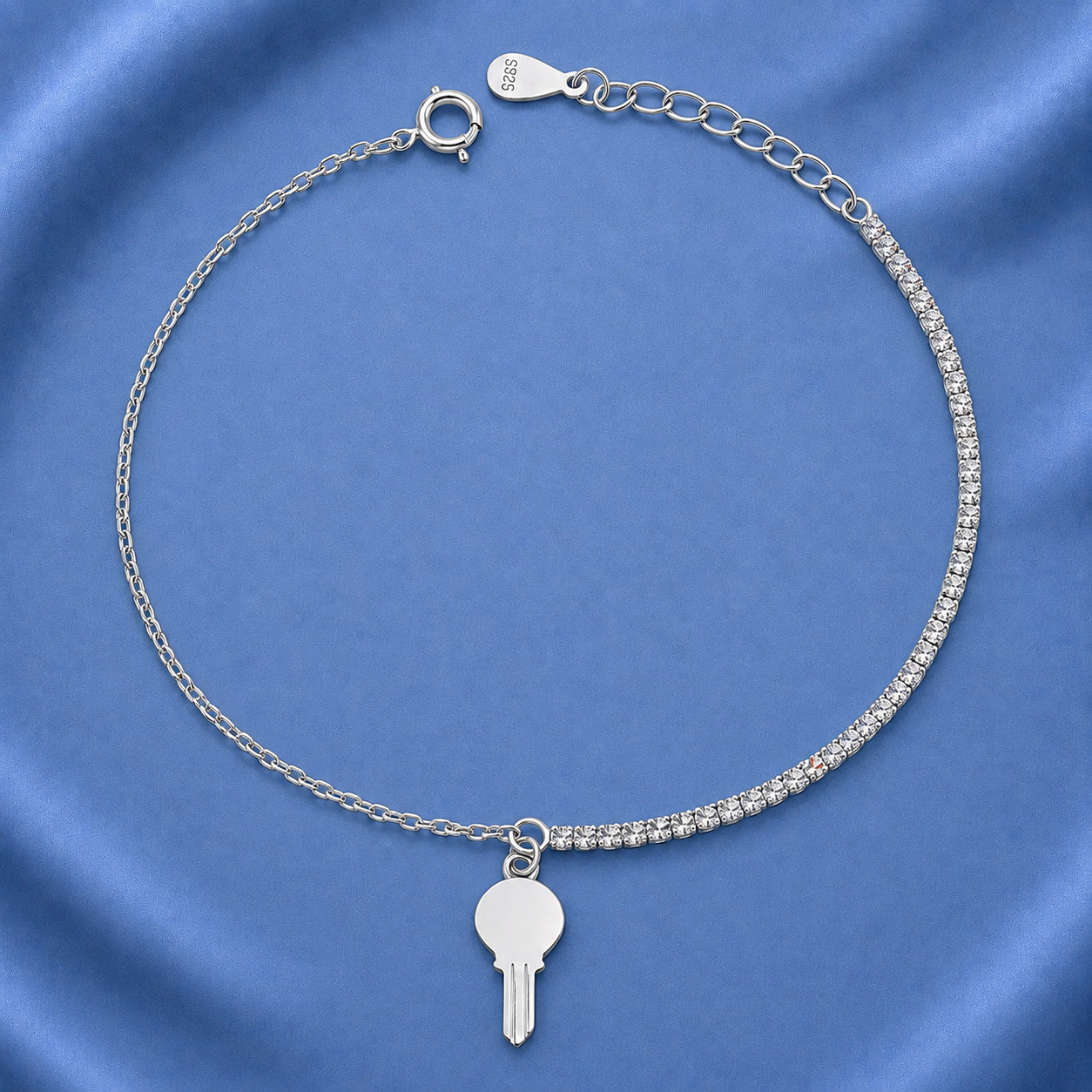 Silver CZ Bracelet - Key