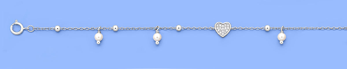 Silver CZ Bracelet - Heart