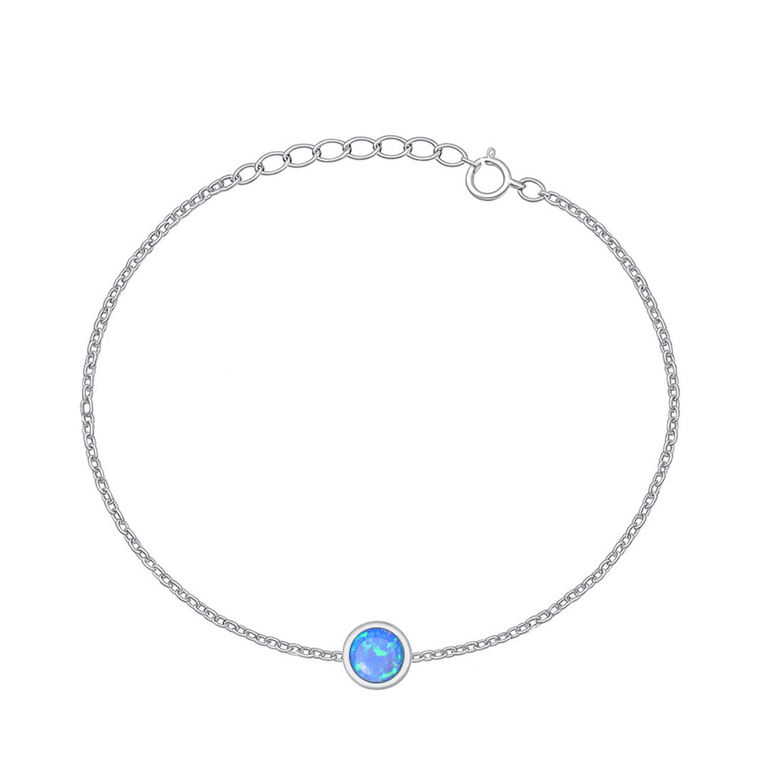 Silver Stone Bracelet - Blue Lab Opal