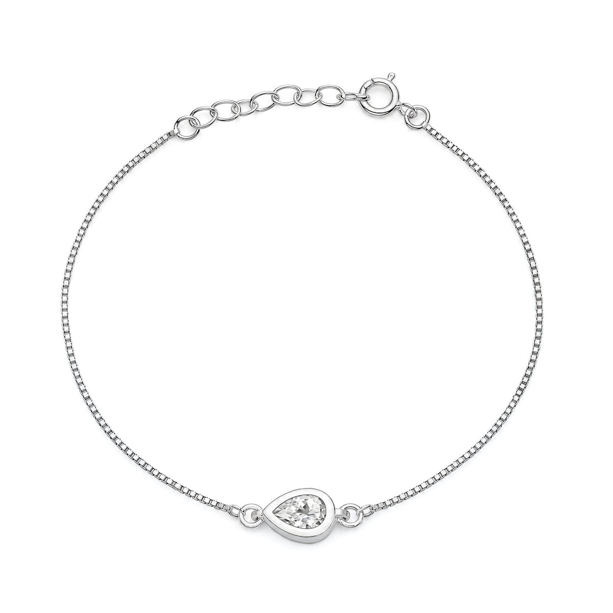 Silver CZ Bracelet - Teardrop