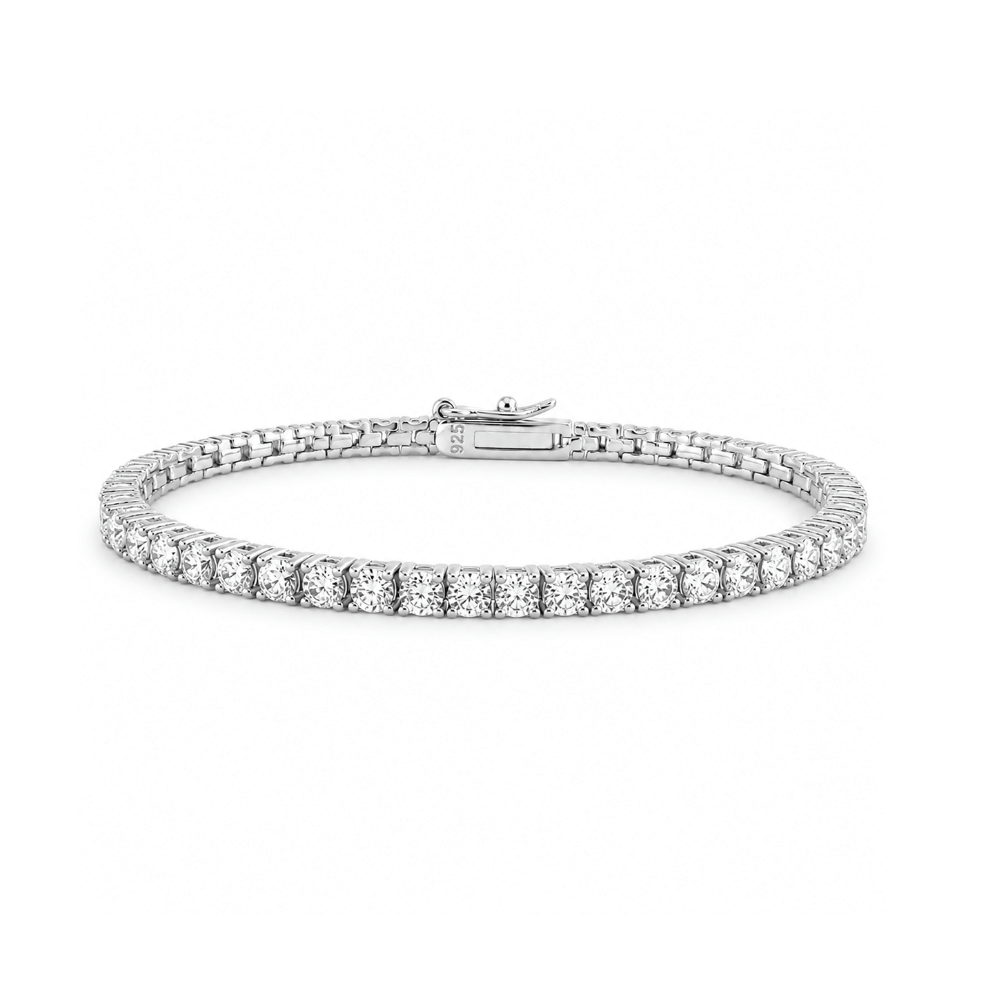 Silver Lab-Grown Diamond Tennis Bracelet 3mm