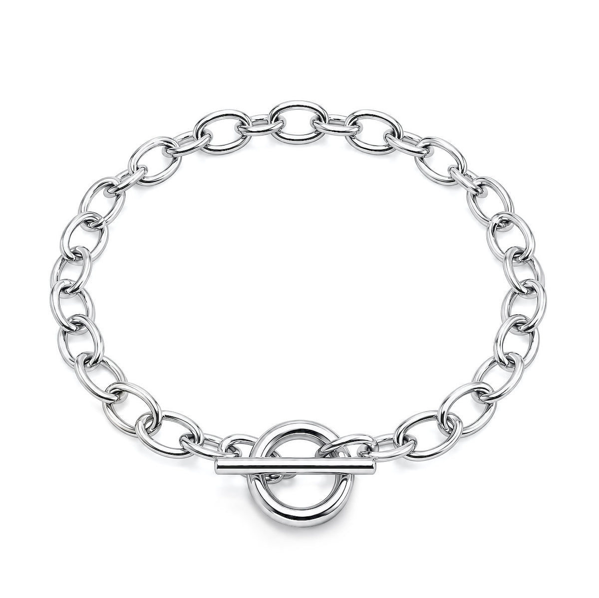 Silver Oval Link Toggle Bracelet - 5.5mm
