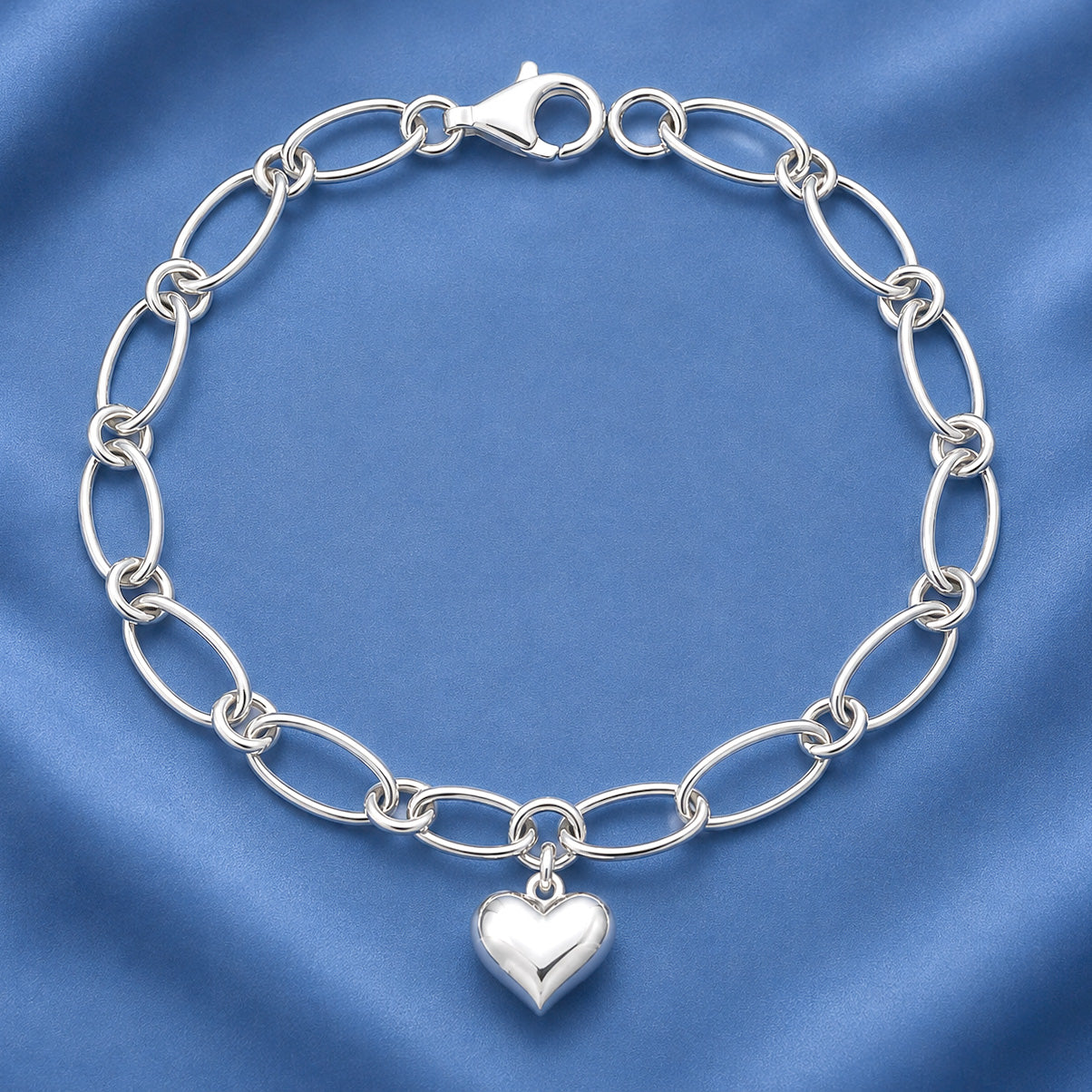 Silver Bracelet - Puff Heart
