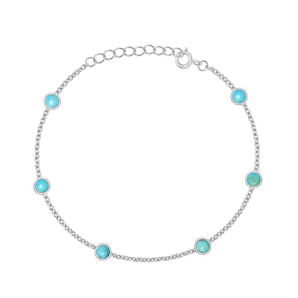 Silver Station Round Stone Bracelet