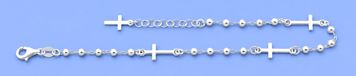 Silver Rosary Cross Bracet