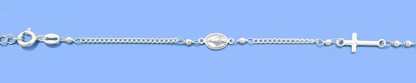 Silver Bracelet - Virgin Mary & Cross