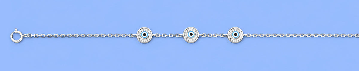 Silver CZ Bracelet - Evil Eye