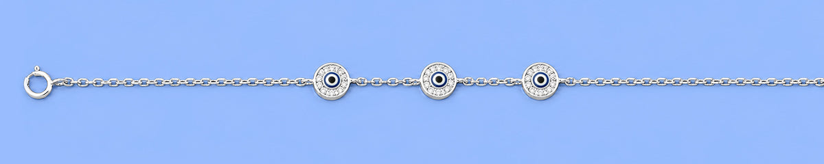 Silver CZ Bracelet - Evil Eye