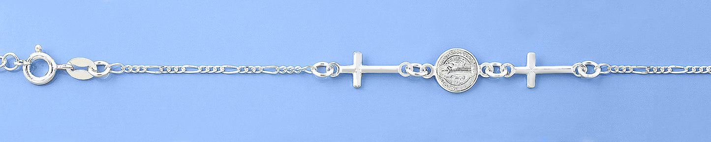 Silver Italian Bracelet - Saint Benedict