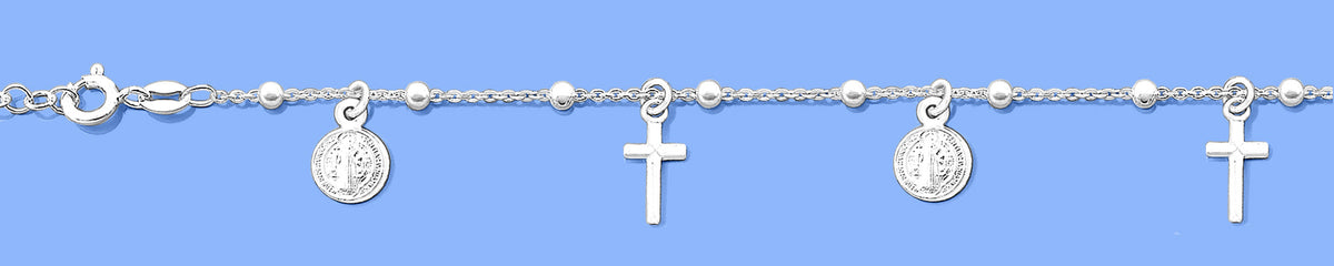 Silver Charm Bracelet - Miraculous & Cross