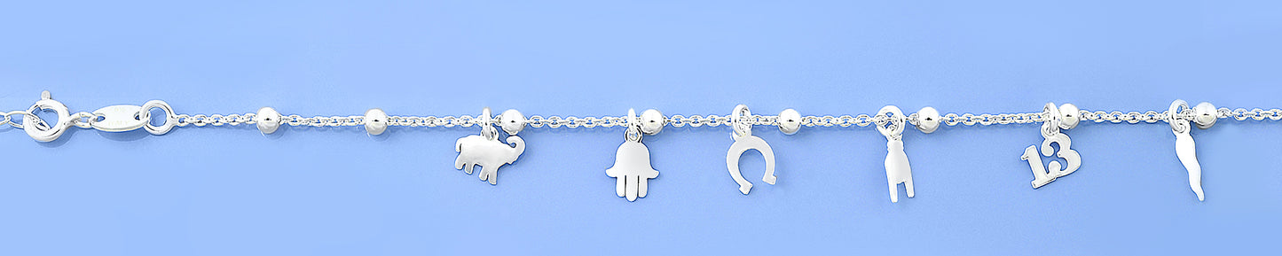 Silver Charm Bracelet - Lucky Charms