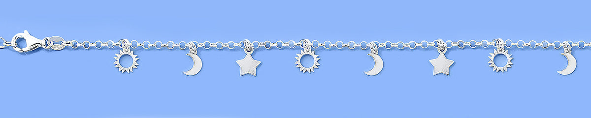 Silver Charm Bracelet - Celestial