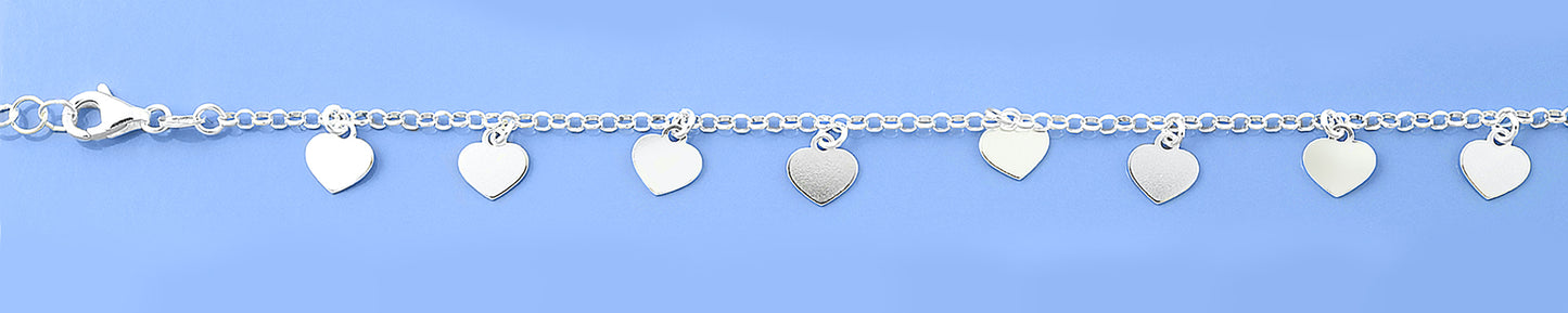 Silver Charm Bracelet - Hearts