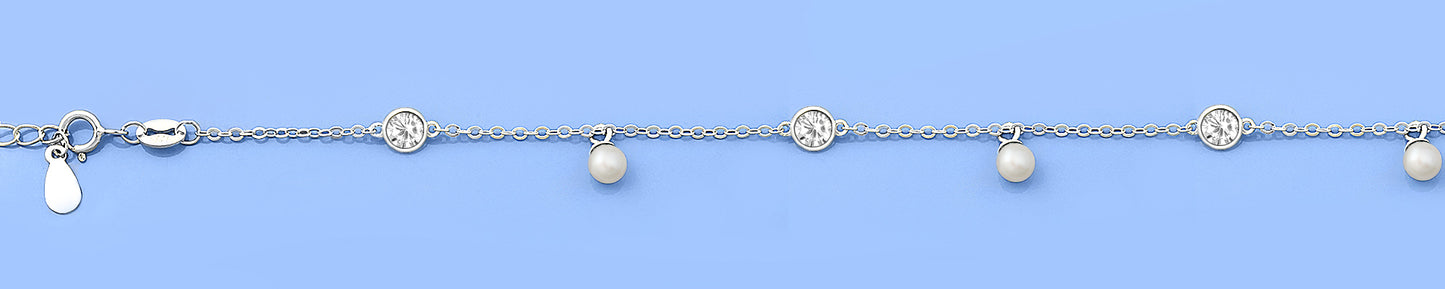 Silver CZ Bracelet - Pearl