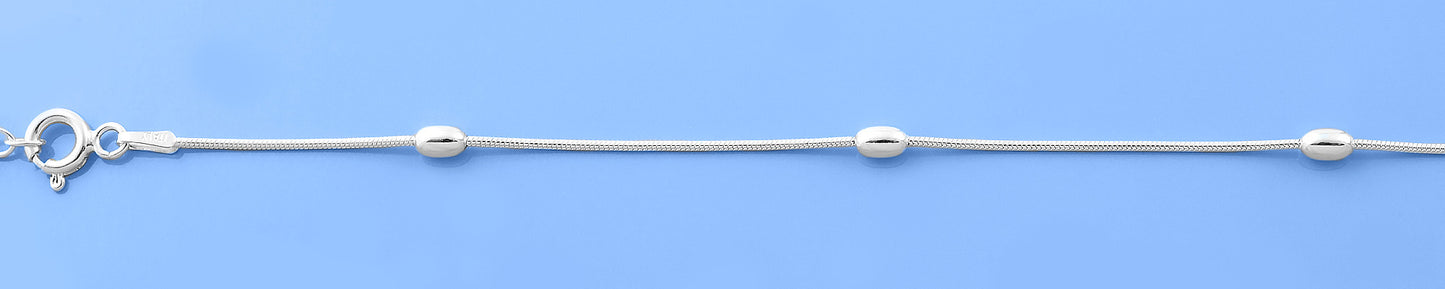 Silver Bracelet with Oval Beads