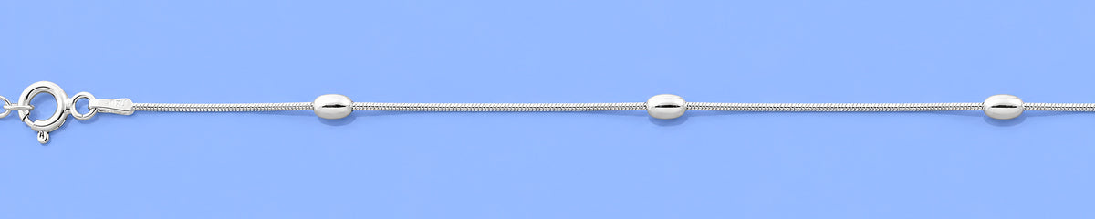 Silver Bracelet with Oval Beads