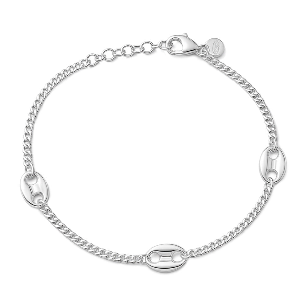 Silver Anchor Link Bracelet