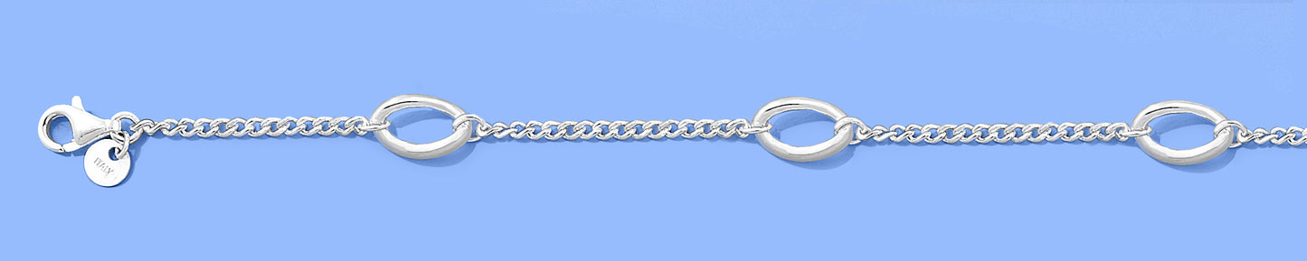 Silver Twisted Oval Bracelet