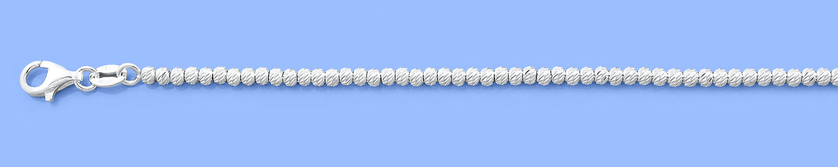 Silver Diamond Cut Beads Bracelet - 2.7mm
