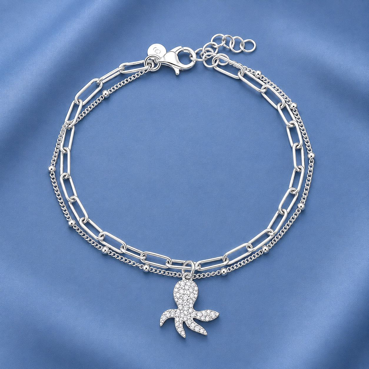 Silver CZ Octopus Bracelet