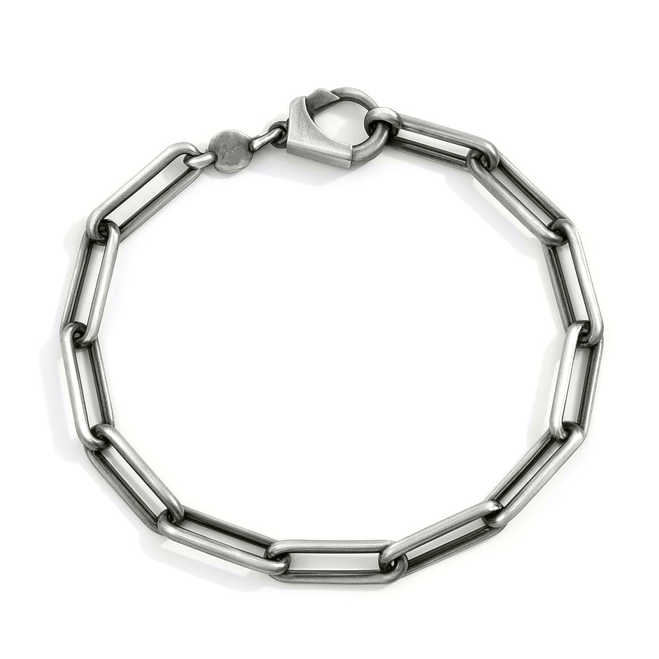 Silver Paperclip Gunmetal Chain Bracelet