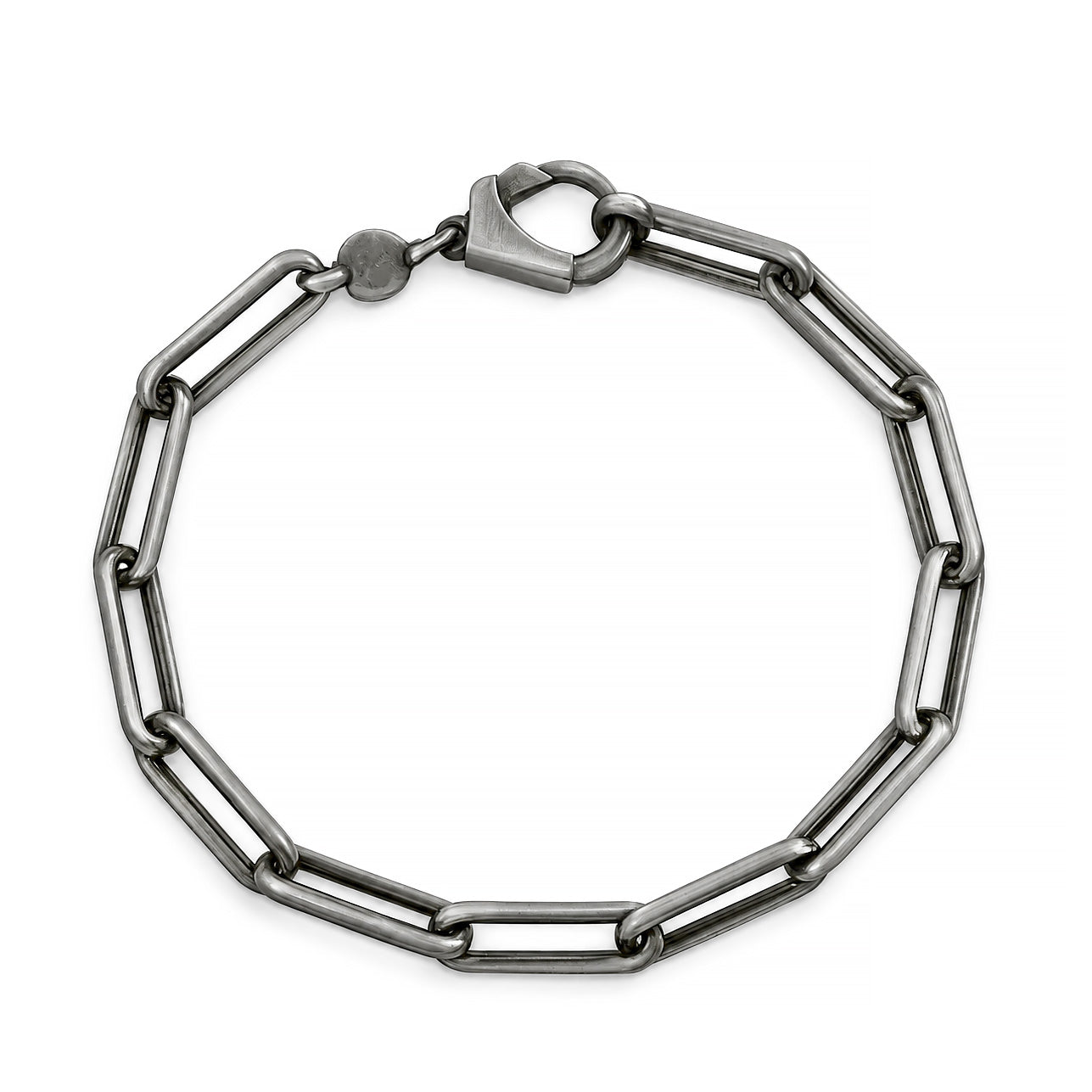 Silver Paperclip Gunmetal Chain Bracelet