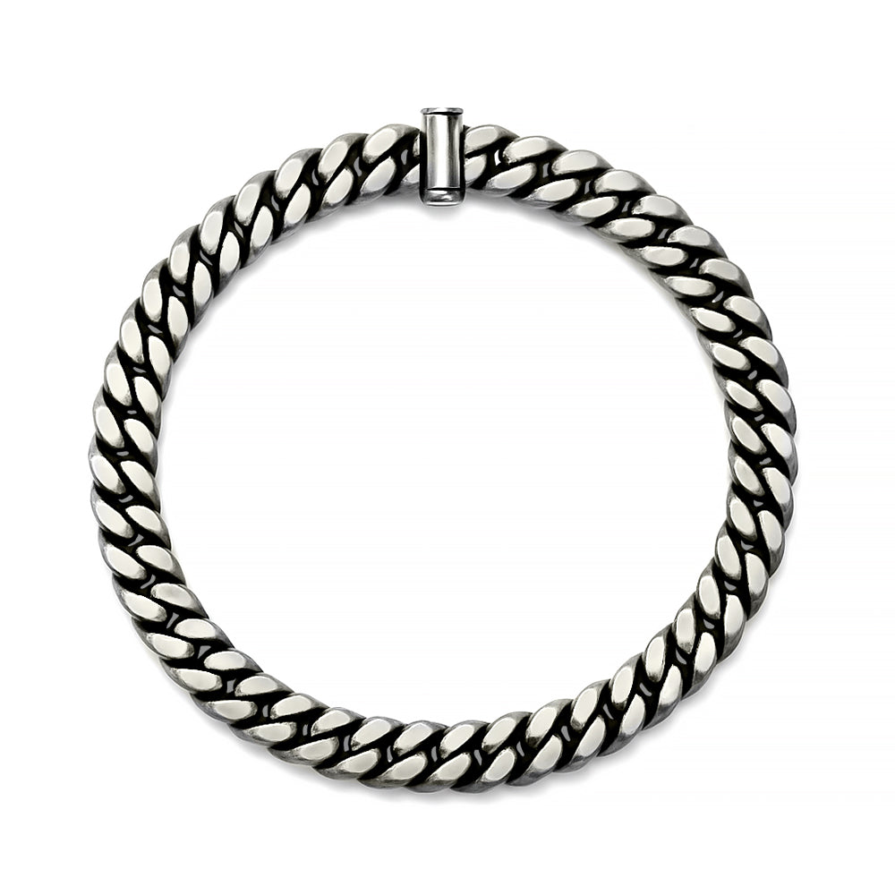 BP538600 Gunmetal Sterling Silver Heavy Curb Chain Bracelet