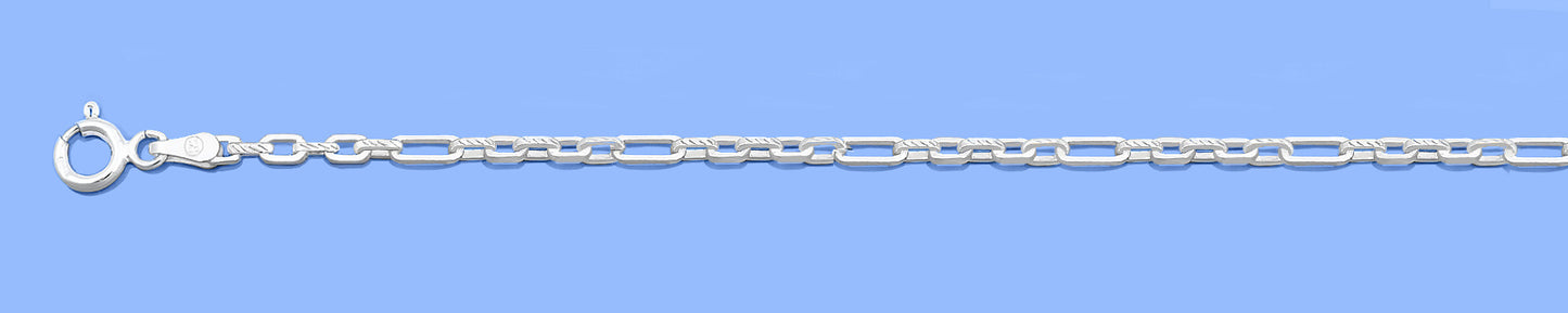 Silver Diamond-Cut Long & Short Chain Bracelet