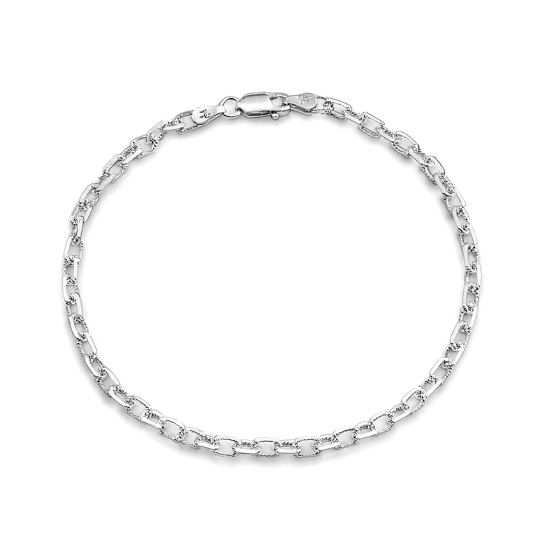 Silver Beveled Edge Anchor Chain Bracelet
