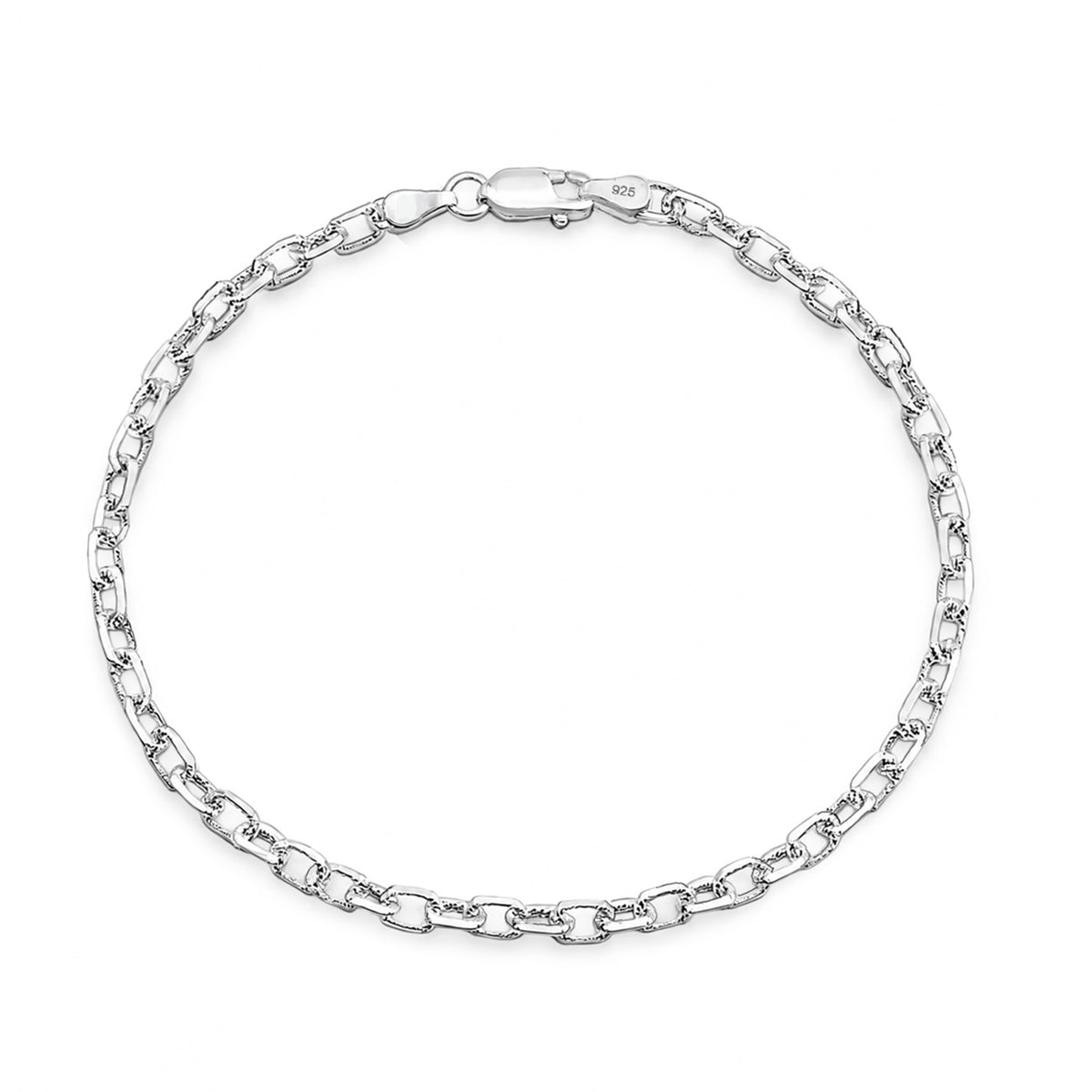 Silver Diamond Cut Anchor Link Bracelet